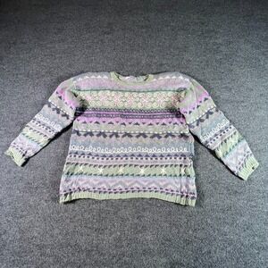 Vintage Segrets Sun Prints Sweater Womens Large Multicolor Geometric Cottagecore